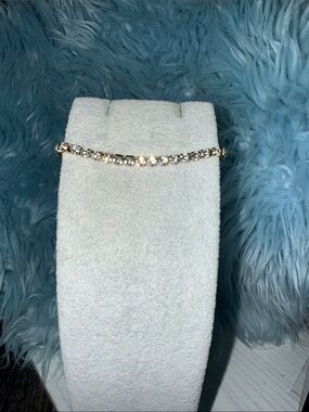 Gold Crystal Tennis Bracelet - Sparkling Clear Stones
